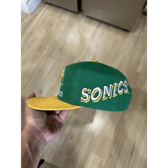 Vintage Seattle Supersonics Sports Specialties Two Tone Script Snapback Hat - Picture 3 of 9